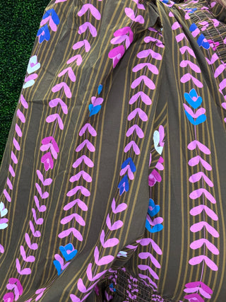 Striped Floral Ruffle Dress