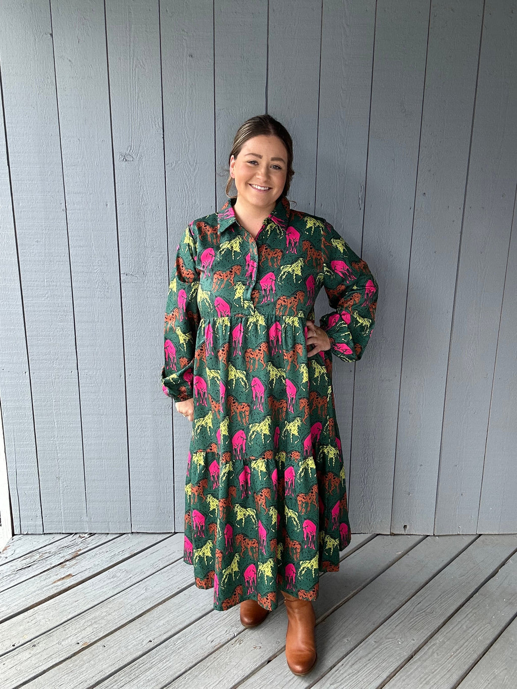 jodifl green dress Jodifl Godiva Satin Print Dress main image 1