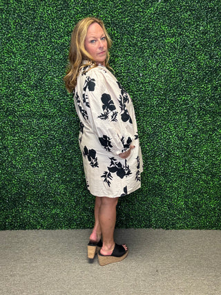 Ecru Petals Mini Dress