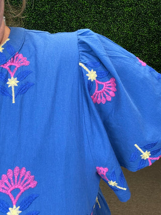 Embroidered Tiered Midi Dress