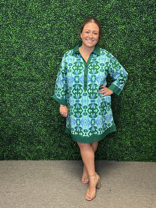 Green Abstract Shift Dress