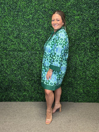 Green Abstract Shift Dress