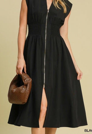 Black Smock Waist Dress