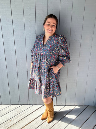 Floral Corduroy Dress