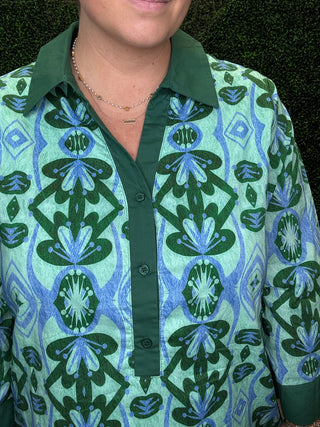 Green Abstract Shift Dress