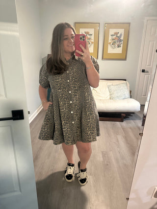 Entro Leopard Denim Dress