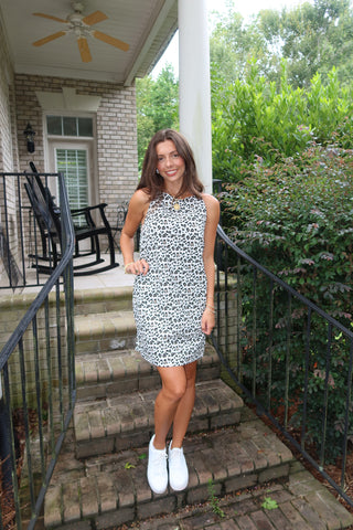White Birch Sleeveless Leopard Print Dress
