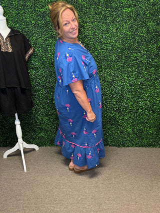 Embroidered Tiered Midi Dress