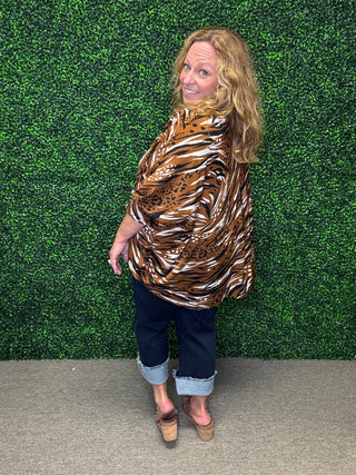 Animal Print V-Neck Blouse