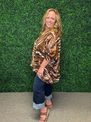 Animal Print V-Neck Blouse