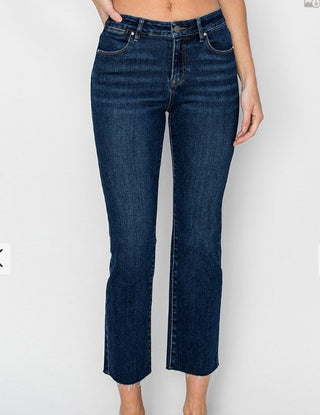 Dark Wash Risen Straight Jean Crop