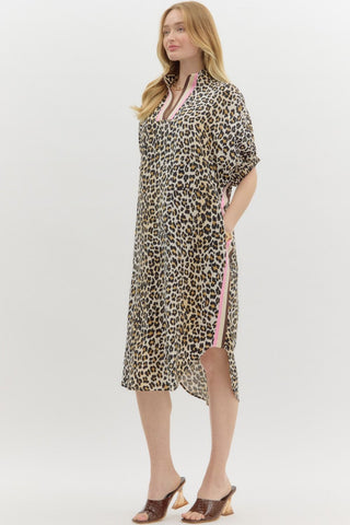 Luxe Leopard Dolman Midi Dress