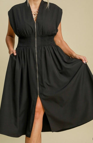 Black Smock Waist Dress
