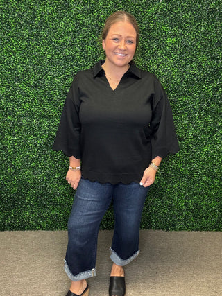 Jodifl Lux Scallop Knit Top