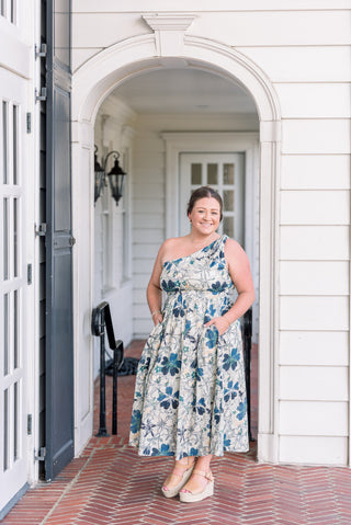 One-shoulder Floral Midi Dress