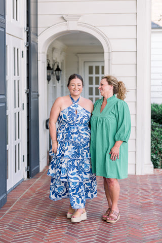 Kelly Green Textured V-Neck Dress