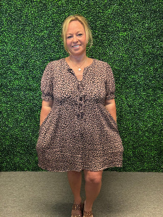 Tie Front Leopard Mini Dress