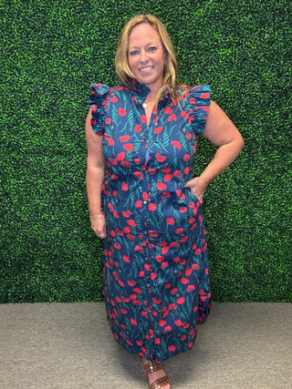 Bold Blooms Button Down Dress