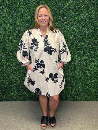 Ecru Petals Mini Dress