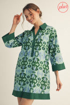 Green Abstract Shift Dress