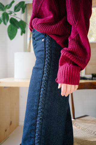 Side Detail Braid Crop Jean