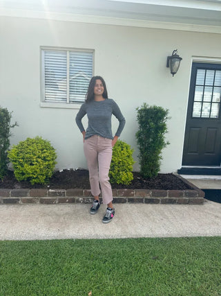 Mauve Mid Rise Denim Pant