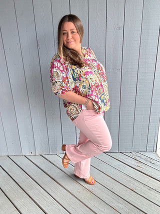 Pink Straight Pant by Risen Denim