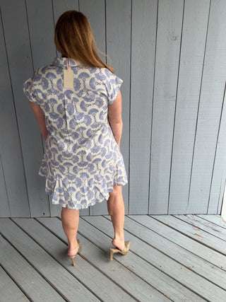 Blue N Cream Printed Mini Dress
