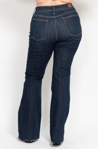 Raw Hem Flare Tall Dark Wash