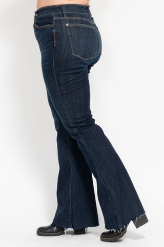 Raw Hem Flare Tall Dark Wash