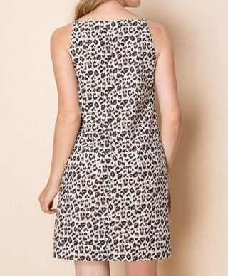 White Birch Sleeveless Leopard Print Dress