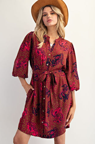 Animal Printed Shirt Dress