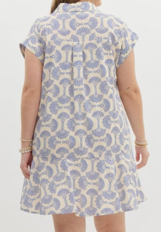 Blue N Cream Printed Mini Dress