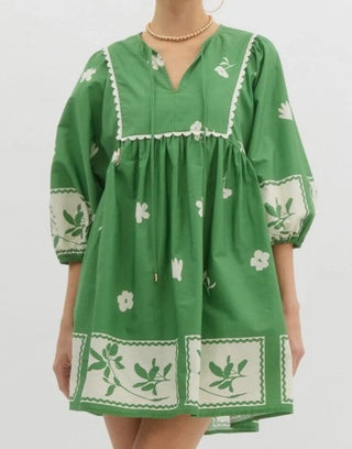 Floral Stencil Border Dress