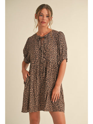 Tie Front Leopard Mini Dress