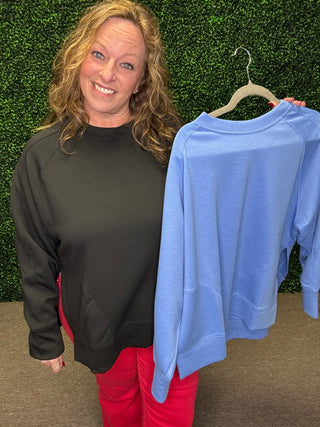 Zenana Scuba Round Neck Pullover