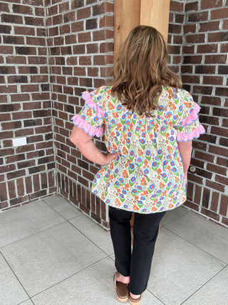 Entro Flowers and Ruffles Top