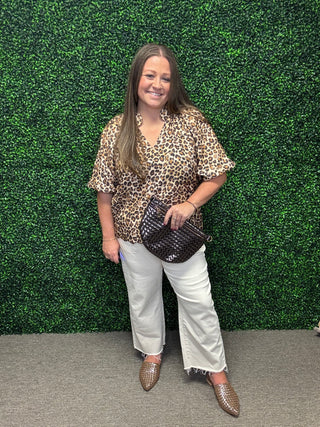 Scallop Hem Leopard Blouse