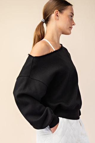 French Terry Off Shoulder Sweatshirt