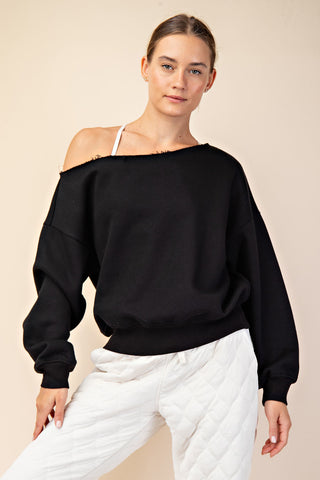 French Terry Off Shoulder Sweatshirt