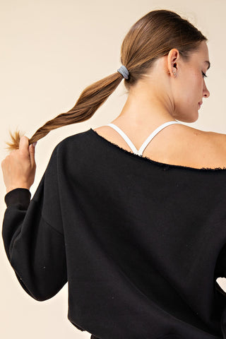 French Terry Off Shoulder Sweatshirt
