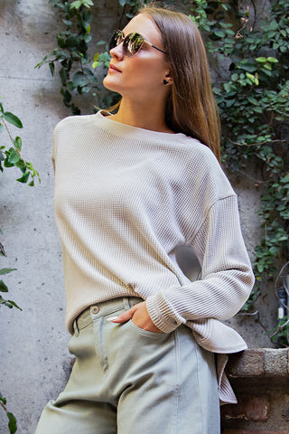 Mineral Washed Waffle Knit Pullover
