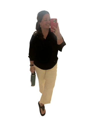 Black Knit Pullover Top