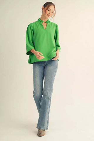 Jodifl Crinkled Ruffle Neck Top