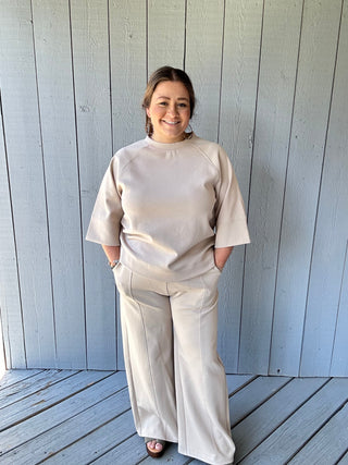 Scuba Fabric Pullover Taupe