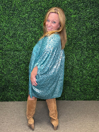 Umgee Metallic Leopard V Neck Mini