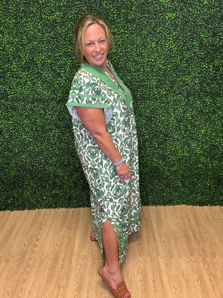 Umgee Abstract Two Toned Midi Dress