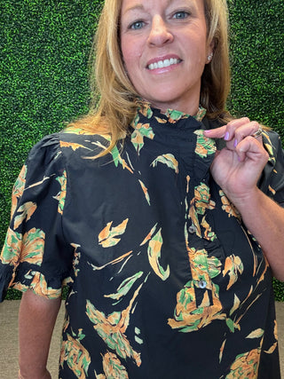Golden Flowers Blouse Curvy Exclusive