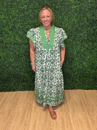Umgee Abstract Two Toned Midi Dress