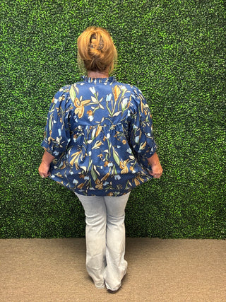 Blue Floral Trendy Blouse